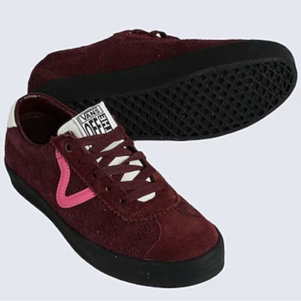 NEW VANS BURGUNDY BROWN SPORT LOW SNEAKERS UNISEX GENUINE SUEDE LEATHER